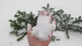 Hand holds snow