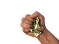 The hand holds and squeezes the dollars Royalty Free Stock Photo