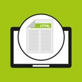 Hand holds tablet html language document