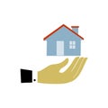 Hand and home.Home icon vector.Home care concept Royalty Free Stock Photo
