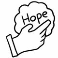 hand and hope icon in outline style