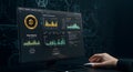 Cryptocurrency Staking and Trading Dashboard on Computer Screen Royalty Free Stock Photo