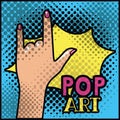 Hand human expressing rock and roll pop art Royalty Free Stock Photo