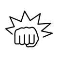 Hand human fist protesting line style icon