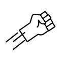 Hand human fist protesting line style icon