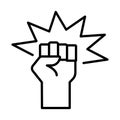 Hand human fist protesting line style icon