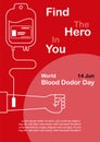 Poster\'s campaign of World blood donor day in flat style and vector design