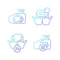 Hand hygiene gradient linear vector icons set