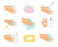 Hand hygiene icons set