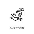 Hand hygiene line flat icon. Hand washing symbol.