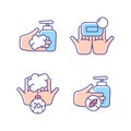 Hand hygiene RGB color icons set
