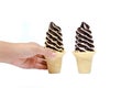 Hand with icecream cones Royalty Free Stock Photo