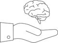 Brain in Hand Concept Idea, Knowledge, Care, Support Royalty Free Stock Photo