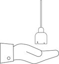 Hand Holding Pendulum Minimalist Line Art Concept Royalty Free Stock Photo