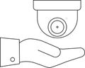 hand icon carrying CCTV icon with white background Royalty Free Stock Photo