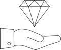 Diamond in Hand Outline Luxury, Wealth, Investment Concept Royalty Free Stock Photo