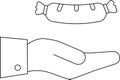 Sausage in Hand Outline Icon, Food Offering, Vector Royalty Free Stock Photo