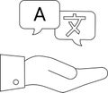 Translation Service Icon Hand Holding Language Bubbles Royalty Free Stock Photo