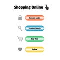 Hand icon click button on website shoping.