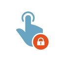 Hand icon, gestures icon with padlock sign. Hand icon and security, protection, privacy symbol Royalty Free Stock Photo