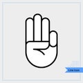 Hand icon, palm of the hand, hold out three finger.. - Pixel-aligned, Pixel Perfect, Editable Stroke, Easy Scalablility. Thin line