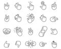 Hand icon set. Clapping hands and other gestures, Brofisting gesture. Thin line art icons set.Black vector symbols isolated on Royalty Free Stock Photo