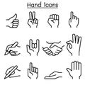 Hand icon set in thin line style Royalty Free Stock Photo