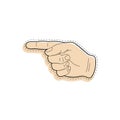 Hand icon in sketch style. Vector hand icon pointing direction to the left.