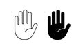 Hand icon. Vector stop symbol. Palm outline. Sign silhouette outline hand