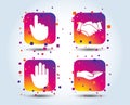 Hand icons. Handshake and click here symbols. Royalty Free Stock Photo