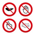 Hand icons. Handshake and click here symbols Royalty Free Stock Photo