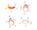 Hand icons. Handshake and click here symbols. Vector Royalty Free Stock Photo