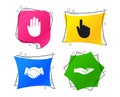 Hand icons. Handshake and click here symbols. Vector