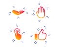 Hand icons. Like thumb up and click here symbols. Vector Royalty Free Stock Photo