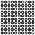 100 hand icons set black circle Royalty Free Stock Photo