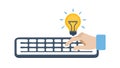 Hand with Idea Lightbulb Over Keyboard, Innovation and Creativity, vector design Generative AI Royalty Free Stock Photo