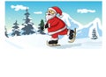 Santa Claus Skiing in snow mountain landscape Royalty Free Stock Photo