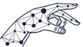 Hand network connection, digital interface, tech interaction, communication, futuristic vector design Generative AI