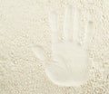 Hand imprint over wheat flour