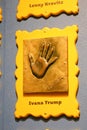 Hand imprints with inscription in concrete of First lady Ivana Trump