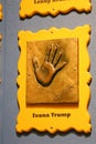 Hand imprints with inscription in concrete of First lady Ivana Trump