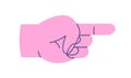 Hand with index finger pointing, aiming, indicating right icon. Forefinger showing direction, directing there. Arm