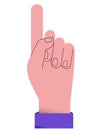 Hand with index pointing finger. Business gesture. Icon flat vector illustration.