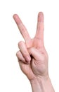 Hand indicating peace victory sign