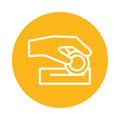 Hand insert coin donation icon