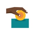 Hand insert coin flat style icon