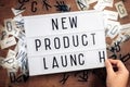 New Product Launch Text on Lightbox Royalty Free Stock Photo