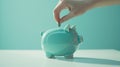 The blue ceramic piggybank.AI generated image Royalty Free Stock Photo