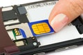 Hand install sim card to mobile phone