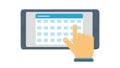 Hand Interacting with Calendar App on Tablet, vector design Generative AI Royalty Free Stock Photo